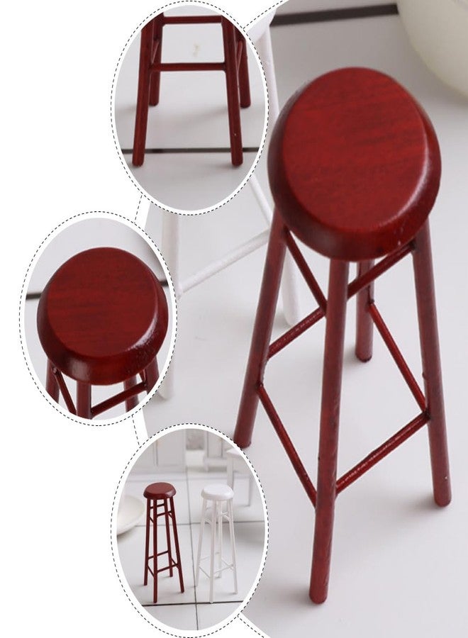 SAFIGLE 2 Pcs Mini Doll Furniture Bar Stools Set Brown Plastic Dollhouse Stool Accessories for Miniature House Decor 2.95 X 2.36 X 1.18 Inches - Image 3